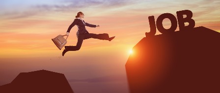 When You Don't Get the Job - Woman jumping toward job_cliff