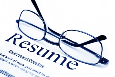Resume Advice - Resume printed on paper with spectacles