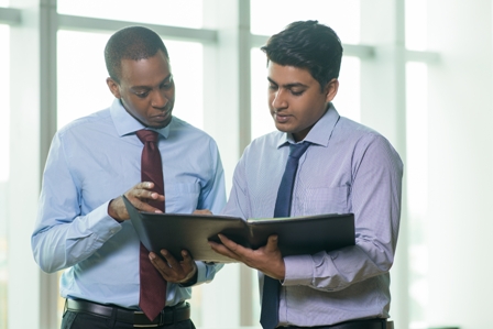 Mission statement - two professional men speaking