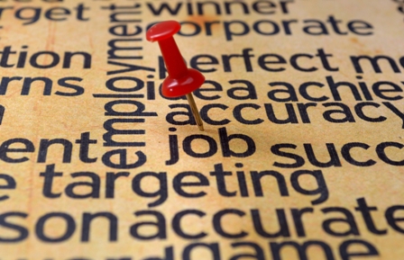 Push pin on job text